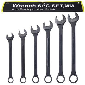 English Elm Jumbo Combination Wrench Set 6 Piece Carbon Steel Black Oxide Heavy Equipment Sae Metric W465P154062