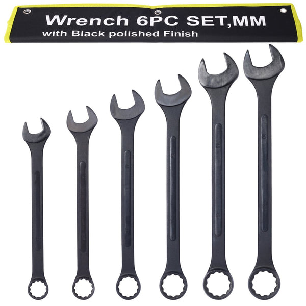 English Elm Jumbo Combination Wrench Set 6 Piece Carbon Steel Black Oxide Heavy Equipment Sae Metric W465P154062