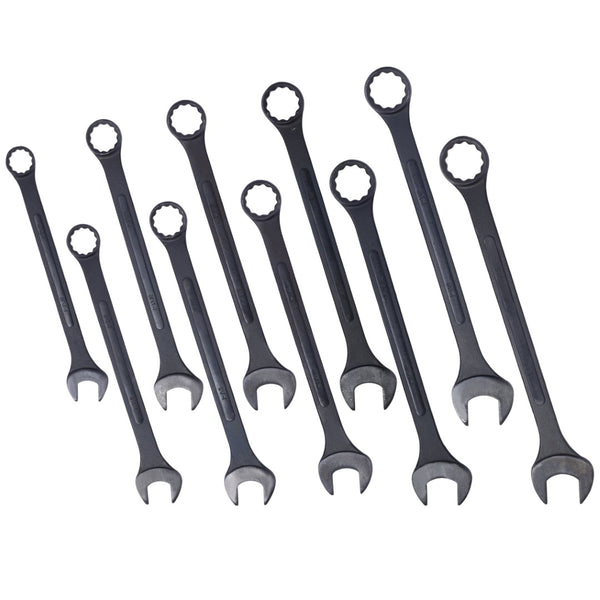 English Elm Sae Jumbo Combination Wrench Set 10 Piece Black Oxide Carbon Steel with Storage Pouch W465P154065
