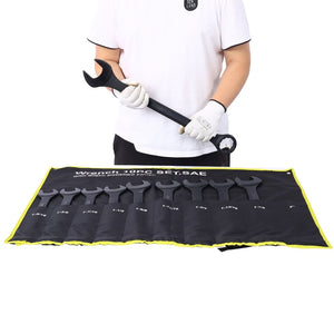 English Elm Sae Jumbo Combination Wrench Set 10 Piece Black Oxide Carbon Steel with Storage Pouch W465P154065