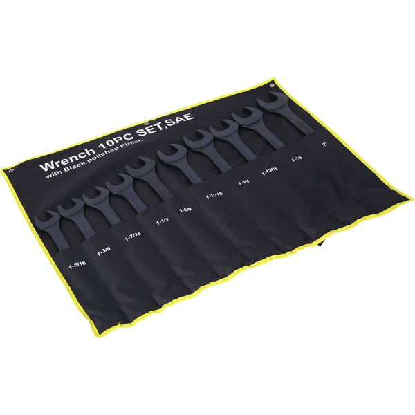 English Elm Sae Jumbo Combination Wrench Set 10 Piece Black Oxide Carbon Steel with Storage Pouch W465P154065