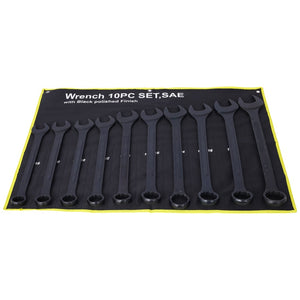 English Elm Sae Jumbo Combination Wrench Set 10 Piece Black Oxide Carbon Steel with Storage Pouch W465P154065