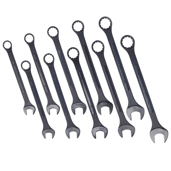 English Elm Metric Jumbo Combination Wrench Set 10 Piece Carbon Steel Black Oxide with Storage Pouch W465P154067