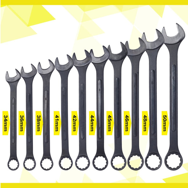 English Elm Metric Jumbo Combination Wrench Set 10 Piece Carbon Steel Black Oxide with Storage Pouch W465P154067