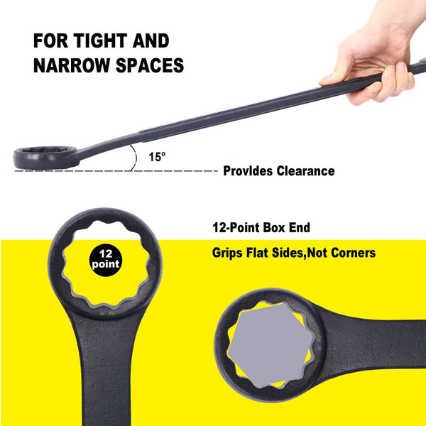 English Elm Jumbo Sae Combination Wrench Set 11-piece Carbon Steel Black Oxide with Storage Pouch W465P154068