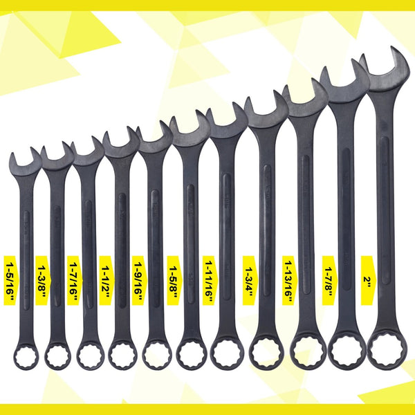 English Elm Jumbo Sae Combination Wrench Set 11-piece Carbon Steel Black Oxide with Storage Pouch W465P154068