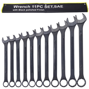 English Elm Jumbo Sae Combination Wrench Set 11-piece Carbon Steel Black Oxide with Storage Pouch W465P154068