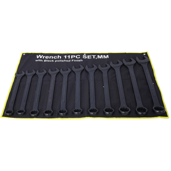 English Elm Jumbo Metric Combination Wrench Set 11 Piece Carbon Steel Black Oxide Heavy Duty W465P154070
