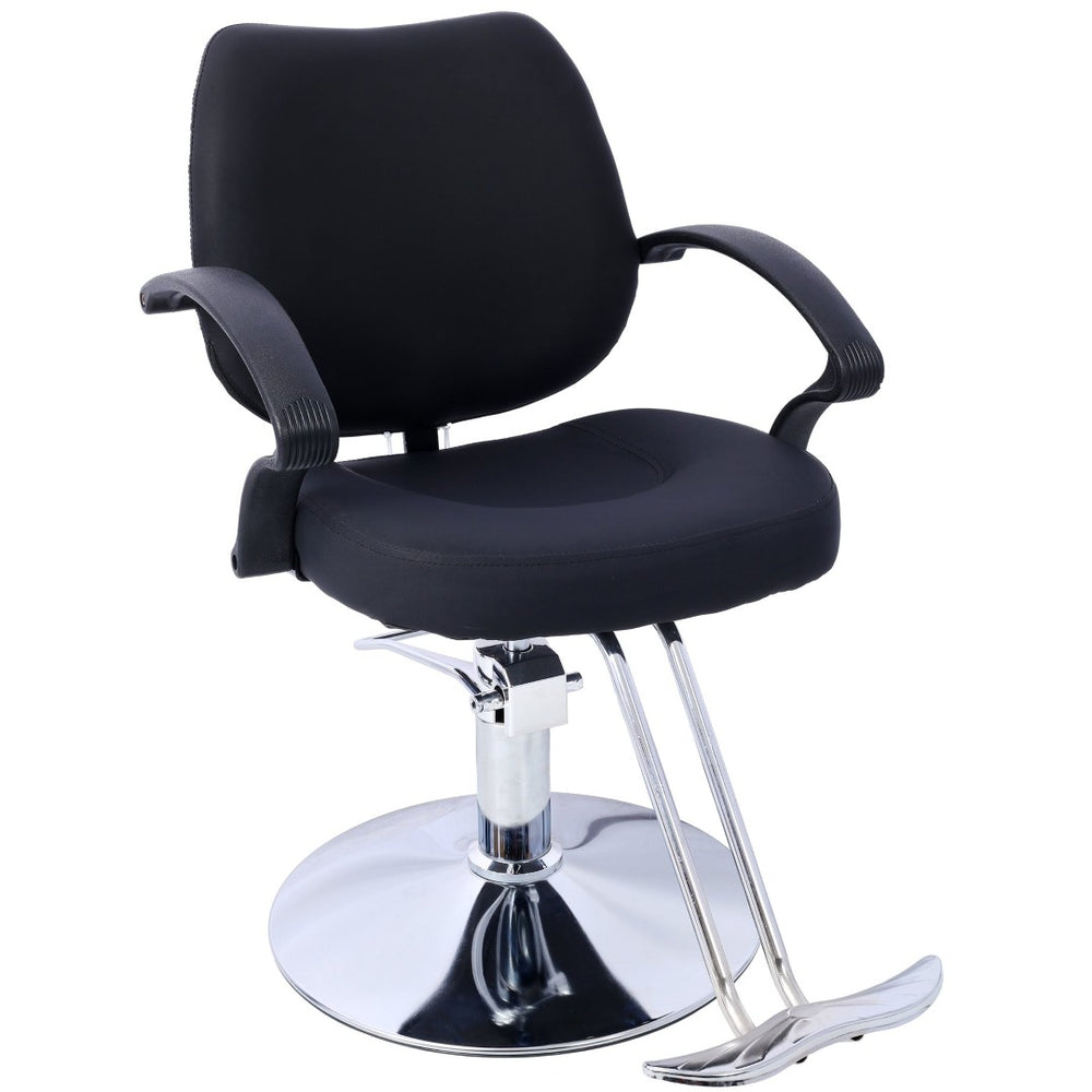 English Elm Hair Salon Barber Chair Heavy Duty Hydraulic Pu Leather Swivel Styling Seat with Cape Black W465P156735