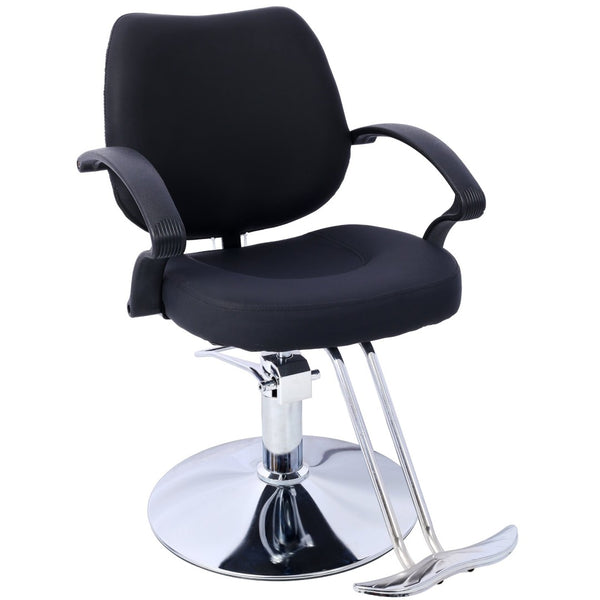 English Elm Hair Salon Barber Chair Heavy Duty Hydraulic Pu Leather Swivel Styling Seat with Cape Black W465P156735