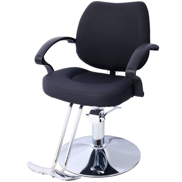 English Elm Hair Salon Barber Chair Heavy Duty Hydraulic Pu Leather Swivel Styling Seat with Cape Black W465P156735