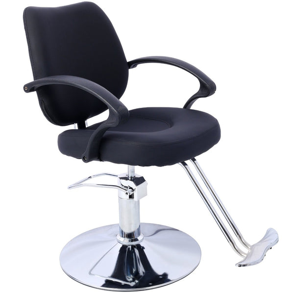 English Elm Hair Salon Barber Chair Heavy Duty Hydraulic Pu Leather Swivel Styling Seat with Cape Black W465P156735