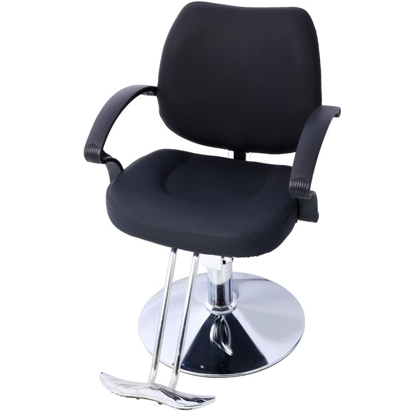 English Elm Hair Salon Barber Chair Heavy Duty Hydraulic Pu Leather Swivel Styling Seat with Cape Black W465P156735