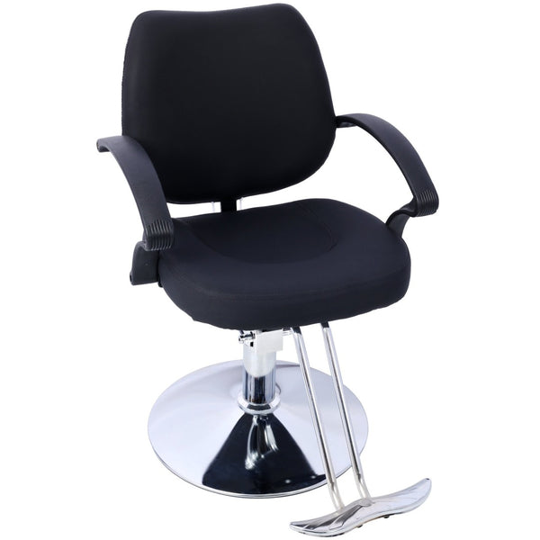 English Elm Hair Salon Barber Chair Heavy Duty Hydraulic Pu Leather Swivel Styling Seat with Cape Black W465P156735