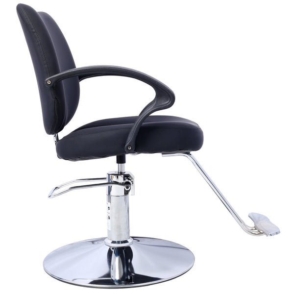 English Elm Hair Salon Barber Chair Heavy Duty Hydraulic Pu Leather Swivel Styling Seat with Cape Black W465P156735