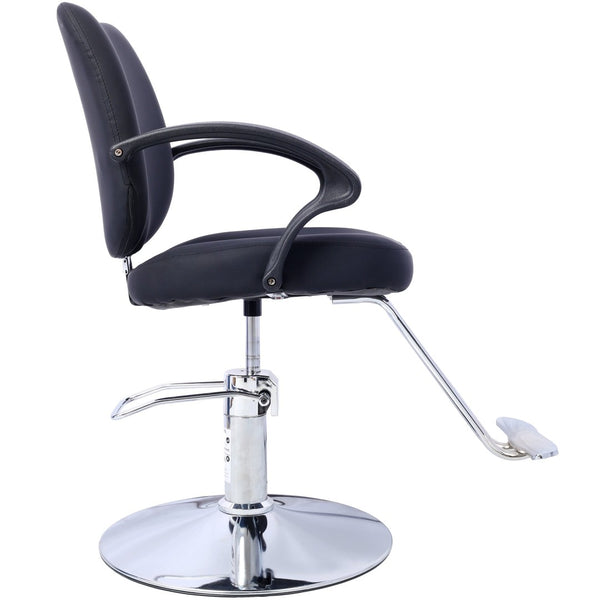 English Elm Hair Salon Barber Chair Heavy Duty Hydraulic Pu Leather Swivel Styling Seat with Cape Black W465P156735
