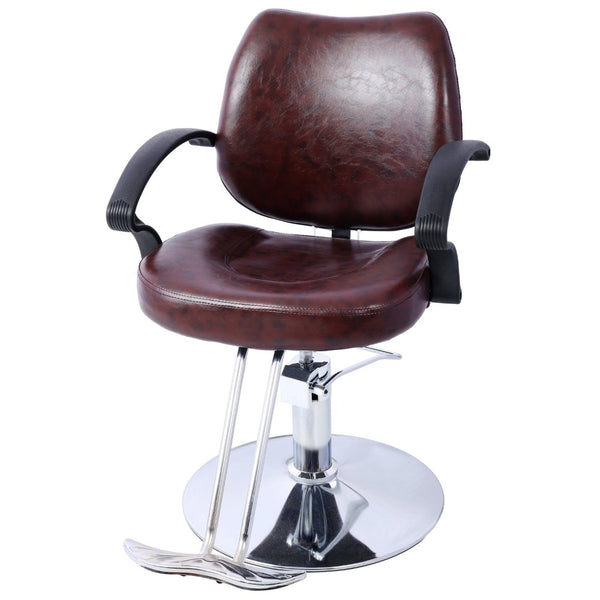 English Elm Hair Salon Barber Chair Heavy Duty Hydraulic Pu Leather Swivel Styling Seat with Cape Brown W465P156736