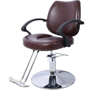 English Elm Hair Salon Barber Chair Heavy Duty Hydraulic Pu Leather Swivel Styling Seat with Cape Brown W465P156736