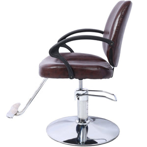 English Elm Hair Salon Barber Chair Heavy Duty Hydraulic Pu Leather Swivel Styling Seat with Cape Brown W465P156736