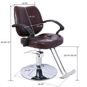 English Elm Hair Salon Barber Chair Heavy Duty Hydraulic Pu Leather Swivel Styling Seat with Cape Brown W465P156736