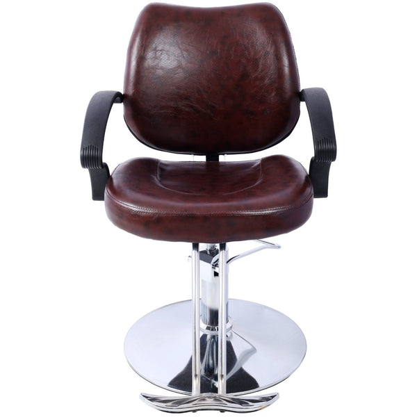 English Elm Hair Salon Barber Chair Heavy Duty Hydraulic Pu Leather Swivel Styling Seat with Cape Brown W465P156736