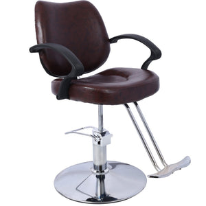 English Elm Hair Salon Barber Chair Heavy Duty Hydraulic Pu Leather Swivel Styling Seat with Cape Brown W465P156736