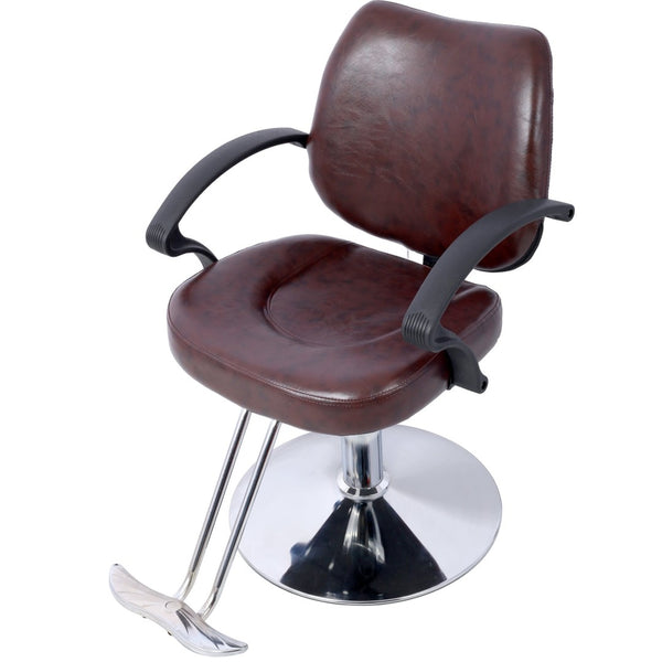 English Elm Hair Salon Barber Chair Heavy Duty Hydraulic Pu Leather Swivel Styling Seat with Cape Brown W465P156736