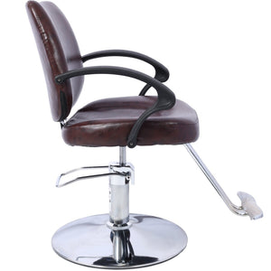 English Elm Hair Salon Barber Chair Heavy Duty Hydraulic Pu Leather Swivel Styling Seat with Cape Brown W465P156736