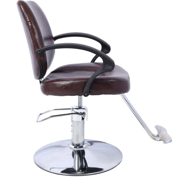 English Elm Hair Salon Barber Chair Heavy Duty Hydraulic Pu Leather Swivel Styling Seat with Cape Brown W465P156736