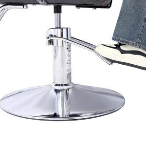 English Elm Hair Salon Barber Chair Heavy Duty Hydraulic Pu Leather Swivel Styling Seat with Cape Brown W465P156736