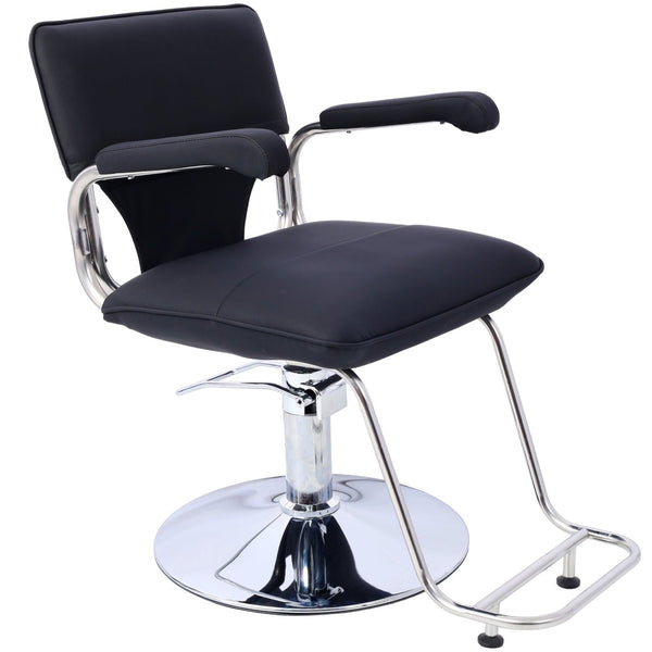 English Elm Stainless Steel Hydraulic Barber Chair Pu Leather Swivel Salon Seat with Footrest W465P156739