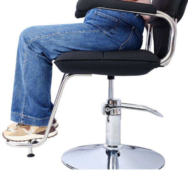 English Elm Stainless Steel Hydraulic Barber Chair Pu Leather Swivel Salon Seat with Footrest W465P156739