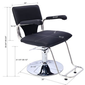 English Elm Stainless Steel Hydraulic Barber Chair Pu Leather Swivel Salon Seat with Footrest W465P156739
