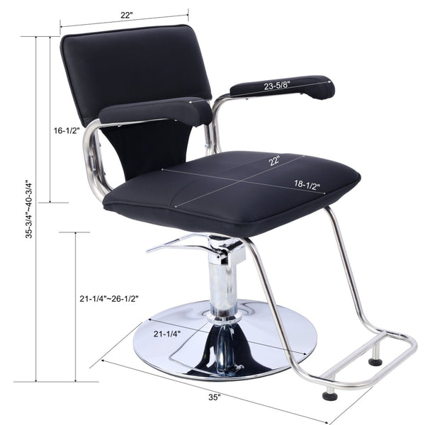 English Elm Stainless Steel Hydraulic Barber Chair Pu Leather Swivel Salon Seat with Footrest W465P156739