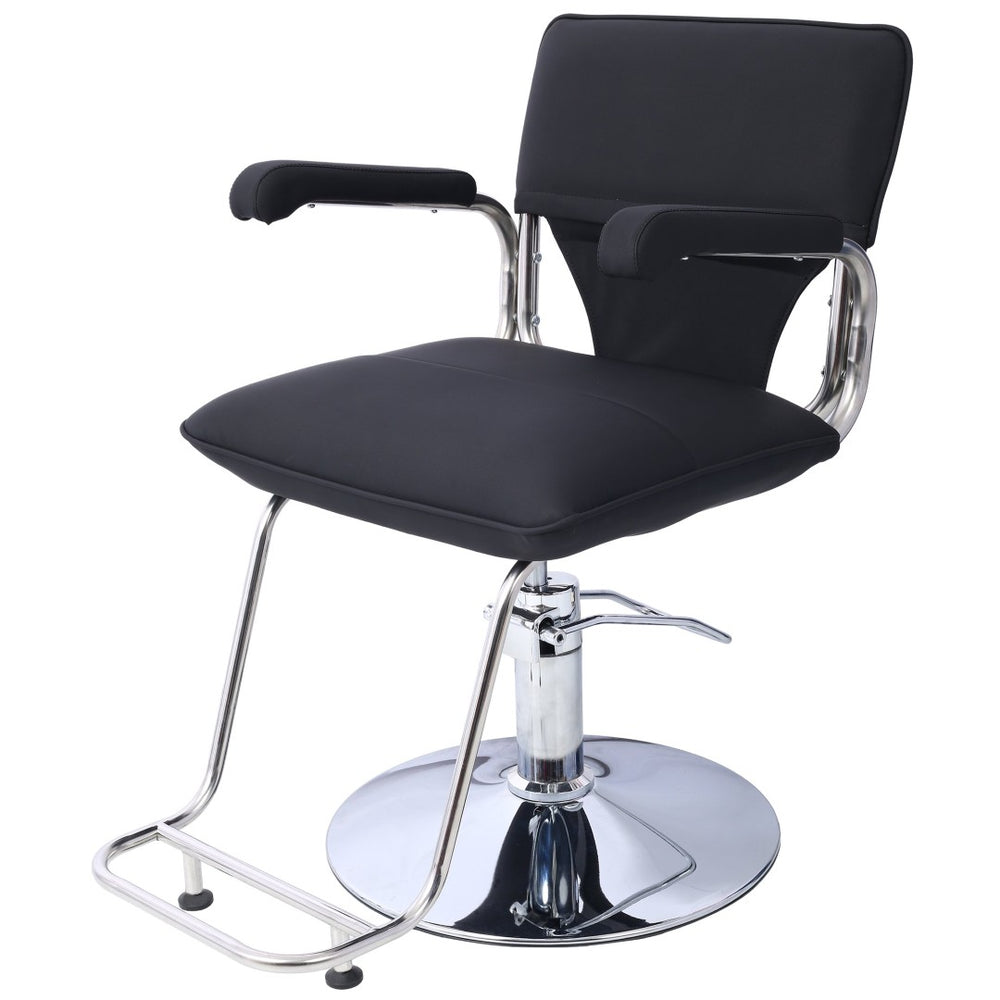 English Elm Stainless Steel Hydraulic Barber Chair Pu Leather Swivel Salon Seat with Footrest W465P156739