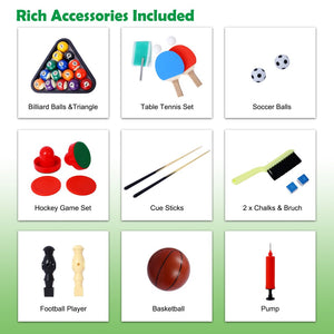 English Elm 5-in-1 Multi Game Table Billiards Foosball Hockey Ping Pong Basketball Rec Room Black W465P164154