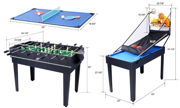 English Elm 5-in-1 Multi Game Table Billiards Foosball Hockey Ping Pong Basketball Rec Room Black W465P164154