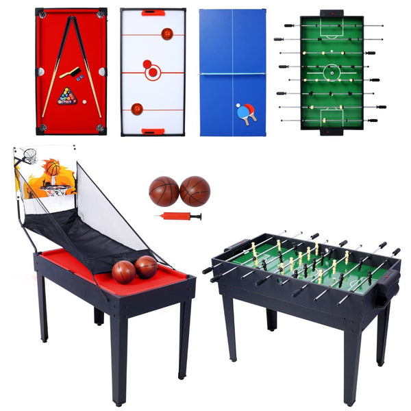 English Elm 5-in-1 Multi Game Table Billiards Foosball Hockey Ping Pong Basketball Arcade Fun Black W465P164155