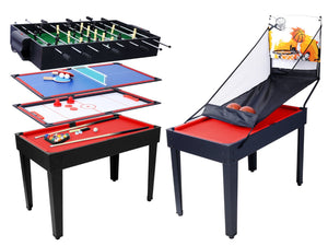English Elm 5-in-1 Multi Game Table Billiards Foosball Hockey Ping Pong Basketball Arcade Fun Black W465P164155