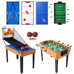 English Elm 5-in-1 Multi Game Table Billiards Foosball Hockey Ping Pong Basketball Rec Room Brown W465P164156
