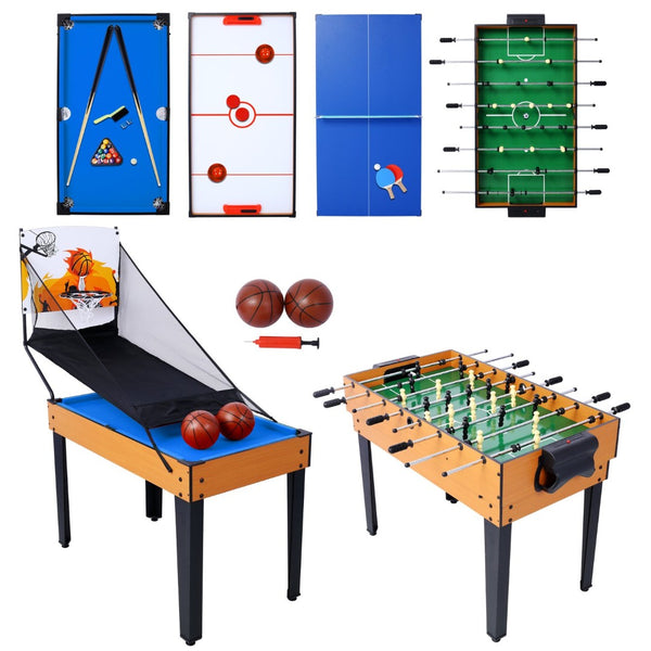 English Elm 5-in-1 Multi Game Table Billiards Foosball Hockey Ping Pong Basketball Rec Room Brown W465P164156