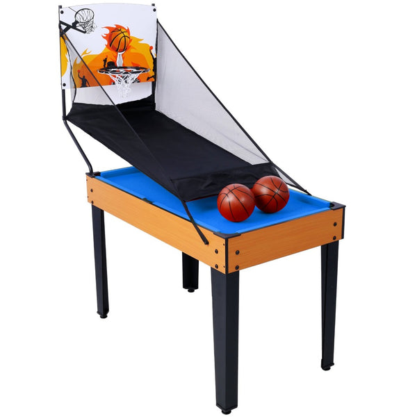 English Elm 5-in-1 Multi Game Table Billiards Foosball Hockey Ping Pong Basketball Rec Room Brown W465P164156