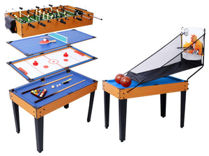 English Elm 5-in-1 Multi Game Table Billiards Foosball Hockey Ping Pong Basketball Rec Room Brown W465P164156