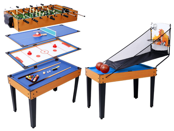 English Elm 5-in-1 Multi Game Table Billiards Foosball Hockey Ping Pong Basketball Rec Room Brown W465P164156