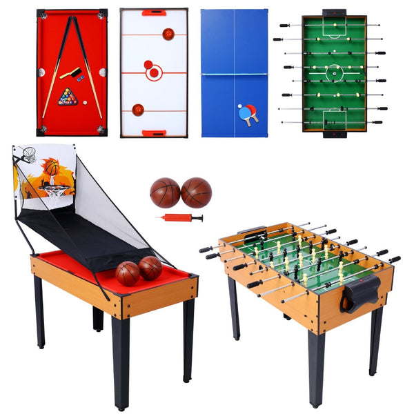 English Elm 5-in-1 Multi Game Table Billiards Foosball Hockey Ping Pong Basketball Arcade Fun Brown W465P164157