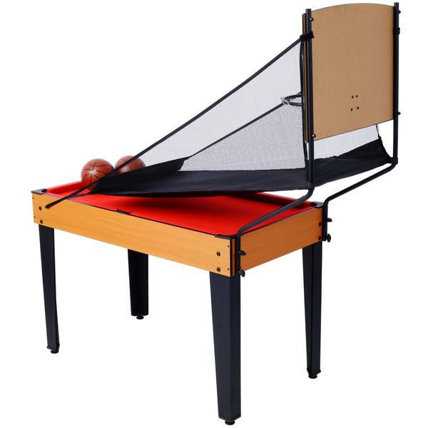 English Elm 5-in-1 Multi Game Table Billiards Foosball Hockey Ping Pong Basketball Arcade Fun Brown W465P164157
