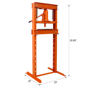 English Elm Hydraulic Shop Press 12 Ton H-frame Floor Mount Steel Garage Tool with Plates W465P165674