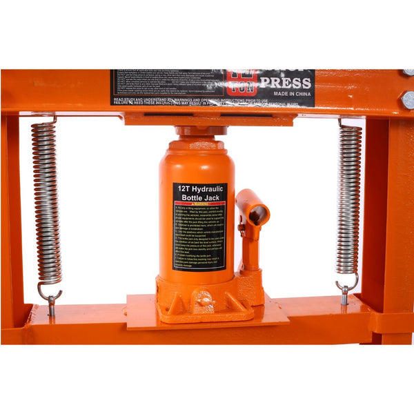 English Elm Hydraulic Shop Press 12 Ton H-frame Floor Mount Steel Garage Tool with Plates W465P165674