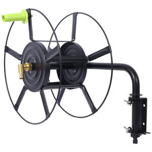 English Elm Swivel Wall Mount Hose Reel Heavy Duty Steel 180 Degree Pivot Outdoor Garden W465P168173