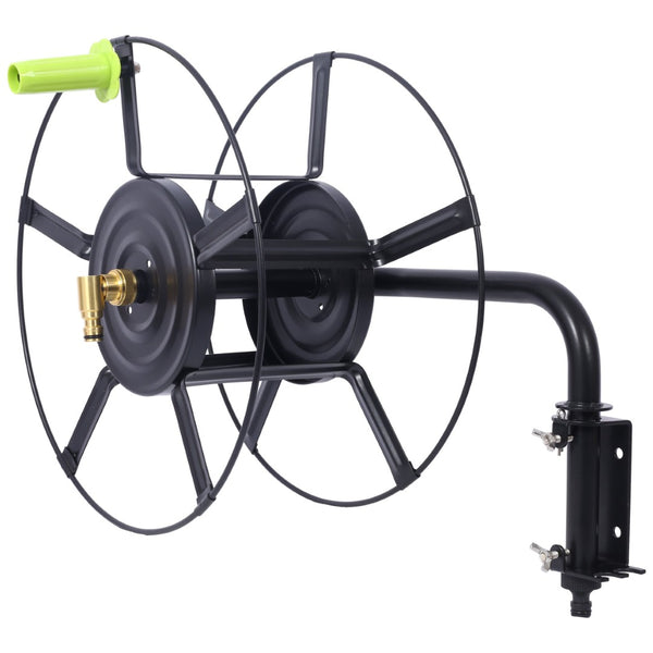 English Elm Swivel Wall Mount Hose Reel Heavy Duty Steel 180 Degree Pivot Outdoor Garden W465P168173